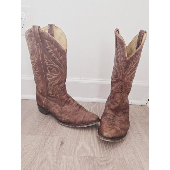 Justin Boots Other - Justin 1560 Brown Leather Western Cowboy Rodeo Embroidery Mens Boots 11.5 D